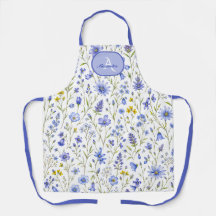 Blaue Aquarell-Wildblumenmuster mit individuellem 