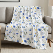 Blaue Aquarell-Wildblumenwiese-Muster