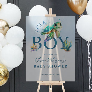 Blaue Aquarell-Willkommen zur Babyparty unter dem  Acrylschild