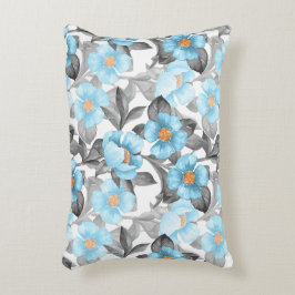 Blaue Aquarellblume - Botanische Blüte Dekokissen