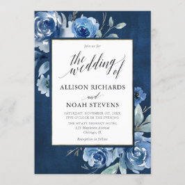 Blaue Aquarellblume Moderne whimsical Hochzeit Einladung