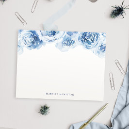 Blaue Aquarellblume Personalisiert Stationierung Mitteilungskarte