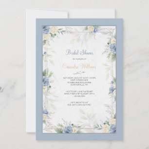 Blaue Aquarellblumen Einladung