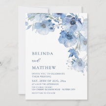 Blaue Aquarellblumen lässige Hochzeit