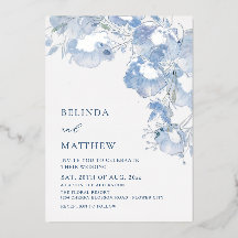 Blaue Aquarellblumen lässige Hochzeit