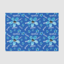 Blaue Aquarellblumen mit Affirmationen