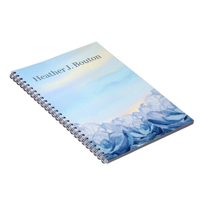 Blaue Aquarellblumen Notizblock (Rechte Seite)