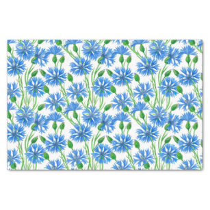 Blaue Aquarellblumen, weiße Blume Seidenpapier