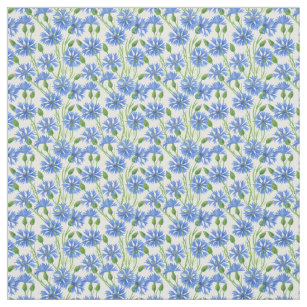 Blaue Aquarellblumen, weiße Blume Stoff