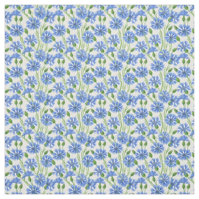 Blaue Aquarellblumen, weiße Blume Stoff (Muster)
