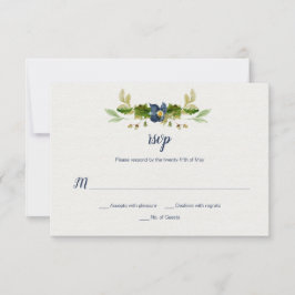 Blaue Aquarellblüten, Korns, Eichen-Blätter UAWG | RSVP Karte