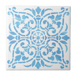 Blaue Aquarellfarbe Keramik Tile Fliese