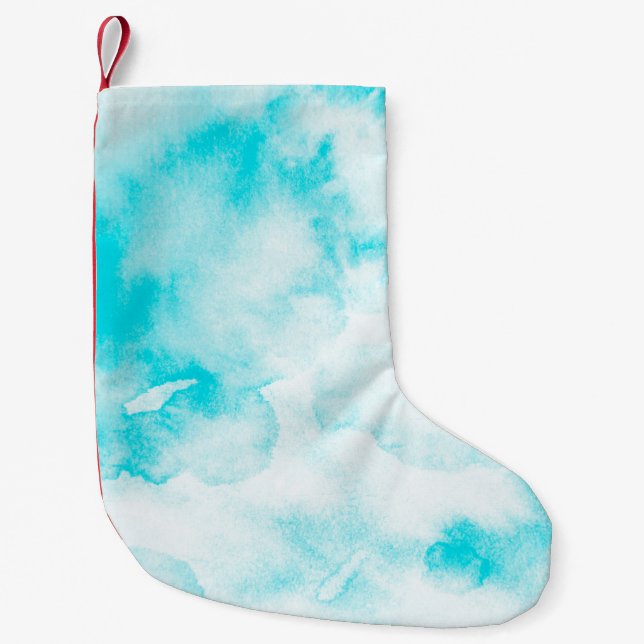 Blaue Aquarellfarbe Kleiner Weihnachtsstrumpf (Vorderseite)