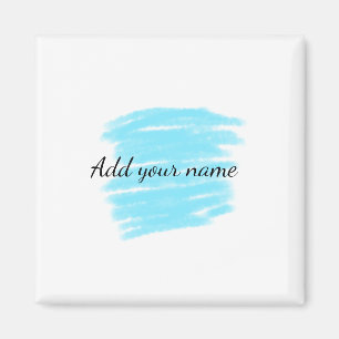 Blaue Aquarellfarbe Namen Textnachricht hier werfe Magnet