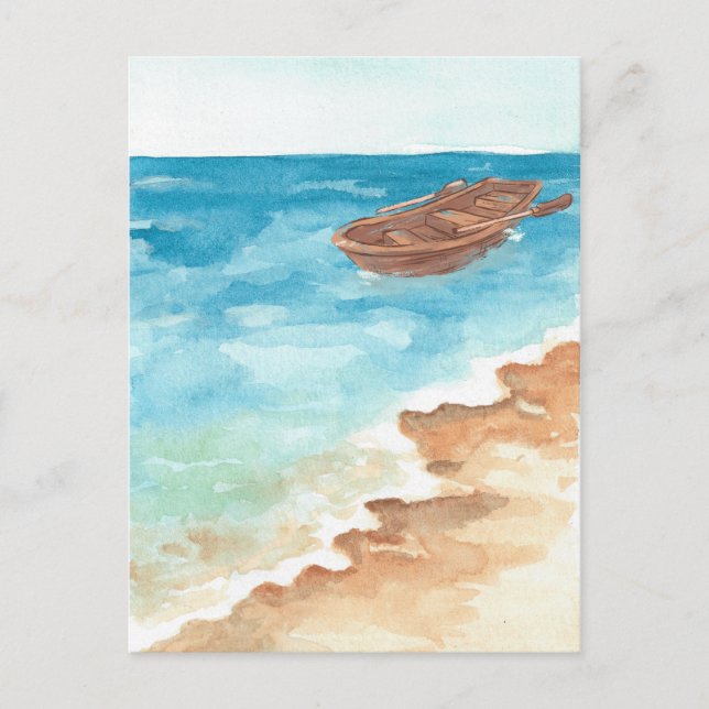 Blaue Aquarellfarbe Postkarte (Vorderseite)