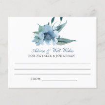 Blaue Aquarellfarben Blume Hochzeitsempfang