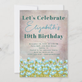 Blaue Aquarellfarben Blume Rustikaler Hintergrund Einladung