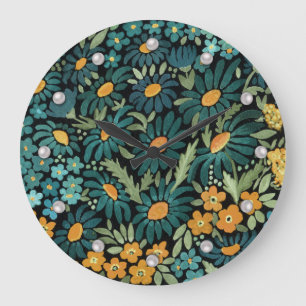 Blaue Aquarellfarben Große Wanduhr