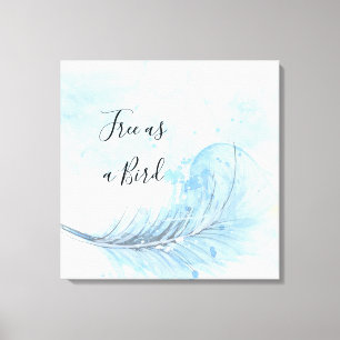 Blaue Aquarellfederkuchen kostenlos als Vogel-Zita Leinwanddruck