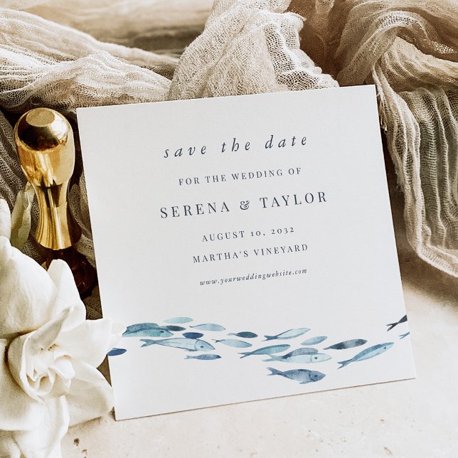 Blaue Aquarellfische Save The Date (Von Creator hochgeladen)