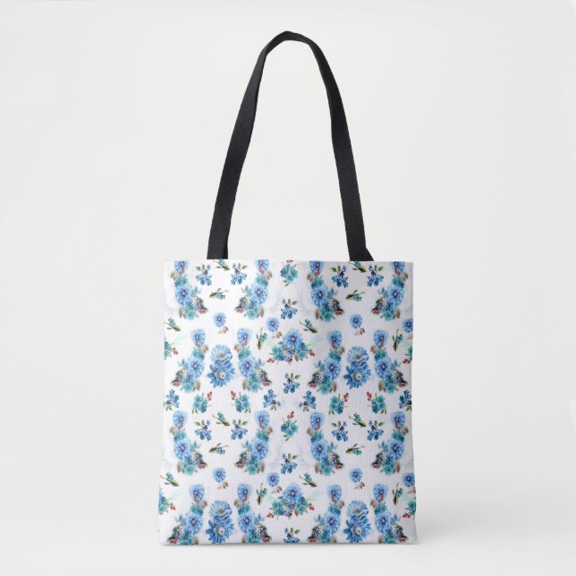 Blaue Aquarellmais-Blume mit Muster (Vorderseite)