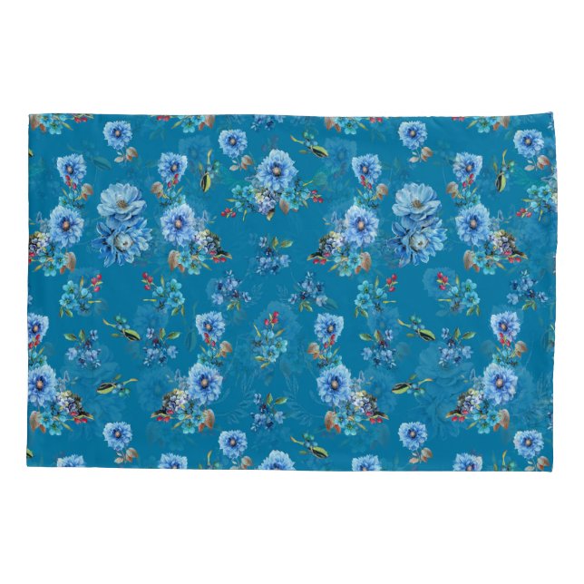 Blaue Aquarellmais-Blume mit Muster Kissenbezug (Rückseite)