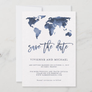Blaue Aquarellmappe Hochzeitsstichtag speichern Save The Date