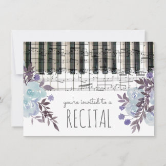 Blaue Aquarellmusik Blume Einladung