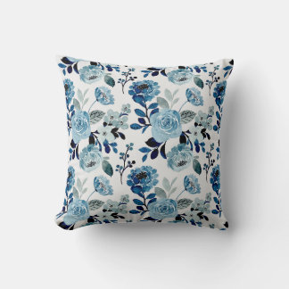 Blaue Aquarellmuster Kissen