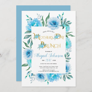 Blaue Aquarellmütter Blume Muttertagsbrunch Einladung