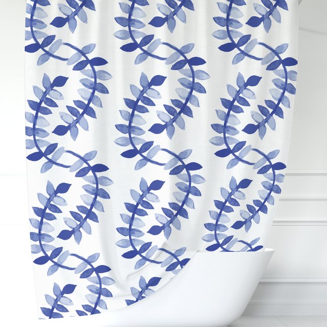 Blaue Aquarellranken Duschvorhang (Von Creator hochgeladen)
