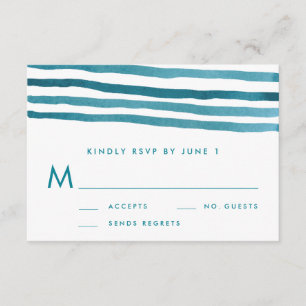 Blaue Aquarellstreifen für die Hochzeit der RSVP-K RSVP Karte
