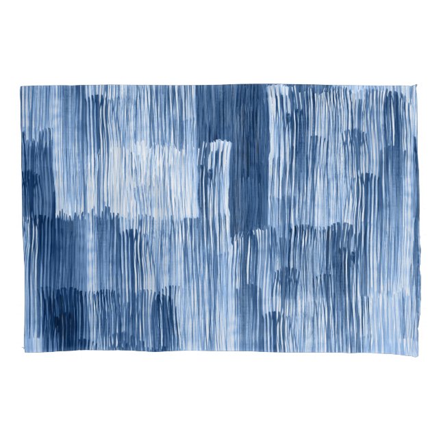 Blaue Aquarellstreifen: Geometrisches Muster Kissenbezug (Vorderseite)