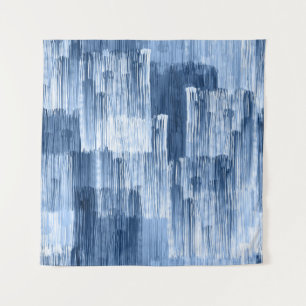 Blaue Aquarellstreifen: Geometrisches Muster Wandteppich