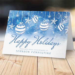 Blaue Aquarelltöne Holiday Greetings Feiertagskarte