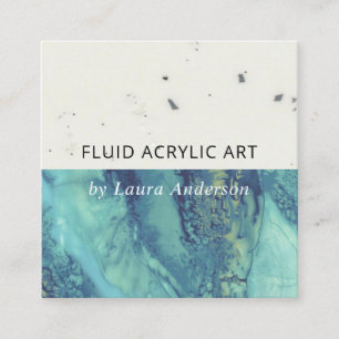 BLAUE AQUE AQUAMARIN FLUID ACRYLIC RESIN ART ARTIS QUADRATISCHE VISITENKARTE