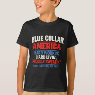Blaue Arbeiterklasse Amerika Fliegender Bisonrel P T-Shirt