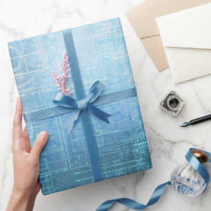 Blaue Architektur-Blueprint-Muster-Geschenkverpack Geschenkpapier