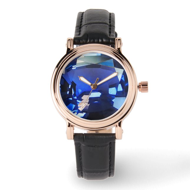 Blaue Armbanduhr, Sapphire Gemstone Uhr (Vorderseite)