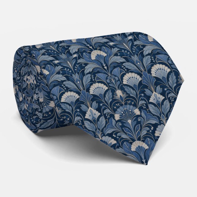 Blaue Art Deco Krawatte (Gerollt)