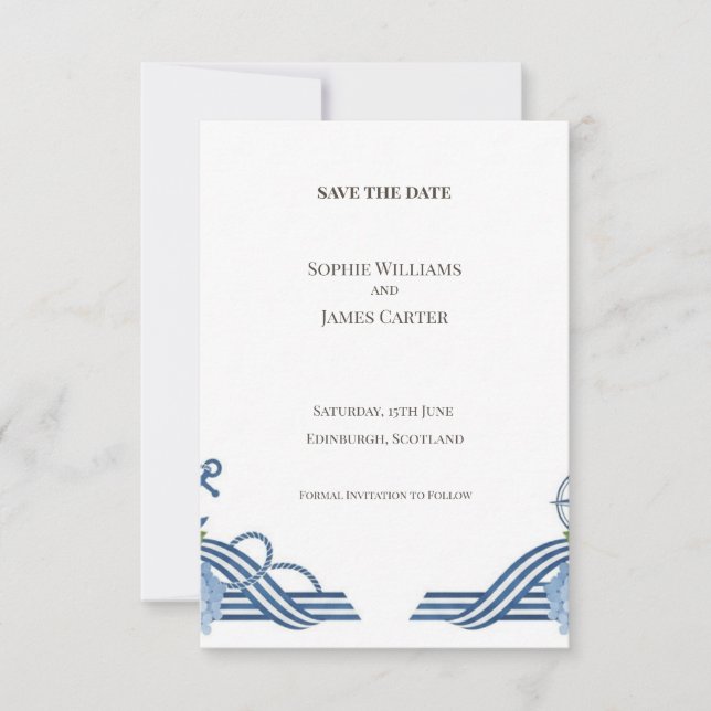 Blaue Art Deco Save-the-Date-Karte Save The Date (Vorderseite)