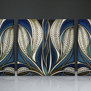 Blaue Art Nouveau inspirierte klassische florale G Fliese