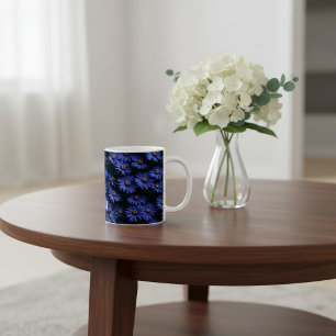 Blaue Astern Blumenmuster  Kaffeetasse