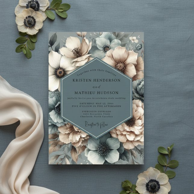 Blaue Ätherische Hochzeit Einladung (Von Creator hochgeladen)