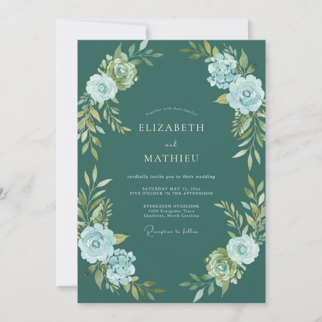Blaue Atmosphäre Winterhochzeit Einladung (Vorderseite)