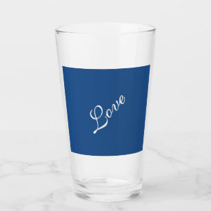 Blaue attraktive kalligraphische Liebe Hochzeit Glas
