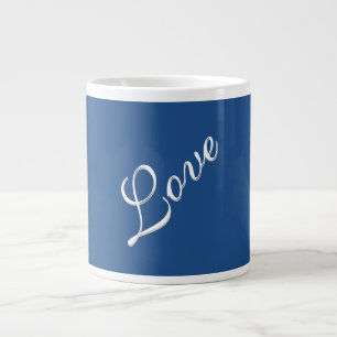 Blaue attraktive kalligraphische Liebe Hochzeit Jumbo-Tasse