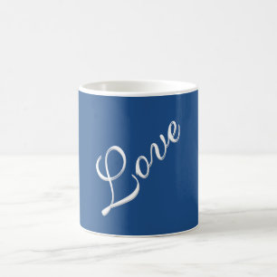 Blaue attraktive kalligraphische Liebe Hochzeit Kaffeetasse