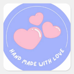 Blaue Aufkleber mit rosa Hearts für Packungen
