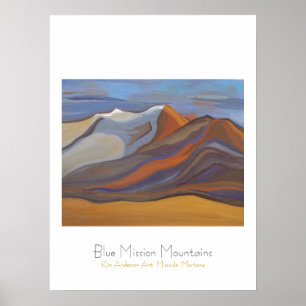 Blaue Auftrag-Berge Poster